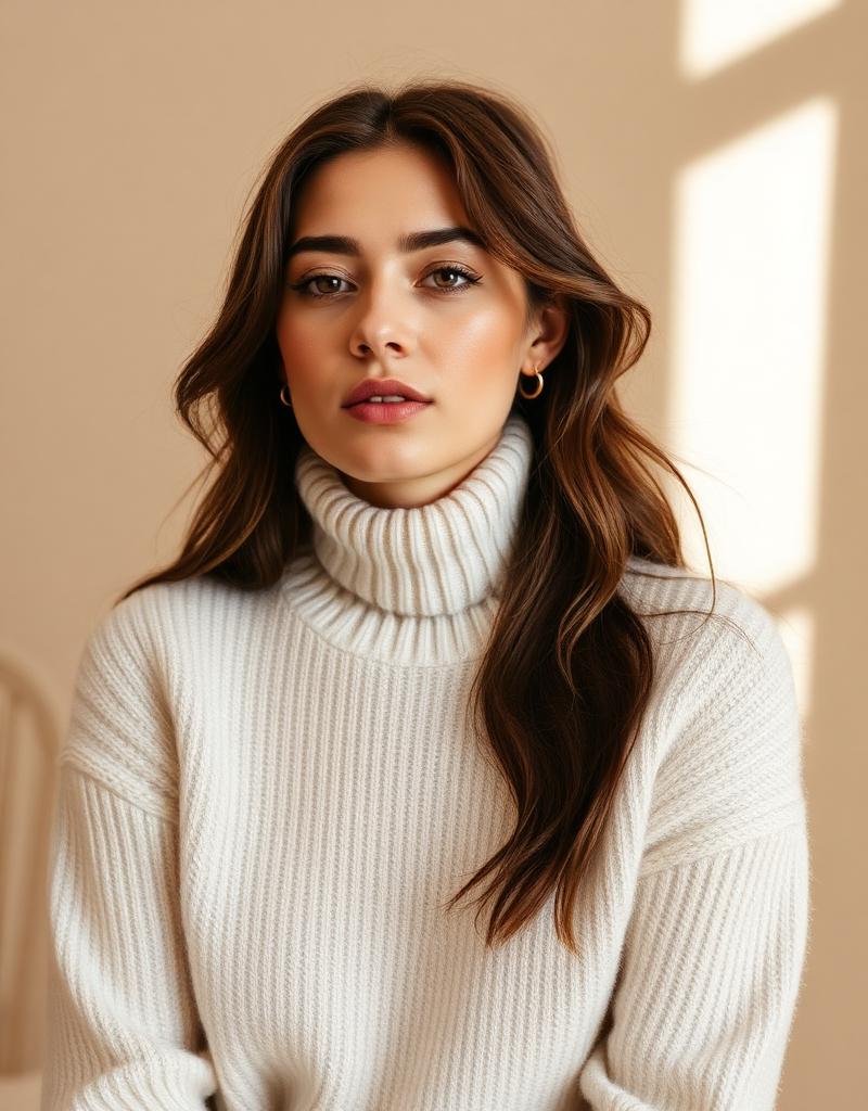 Cream cashmere turtleneck