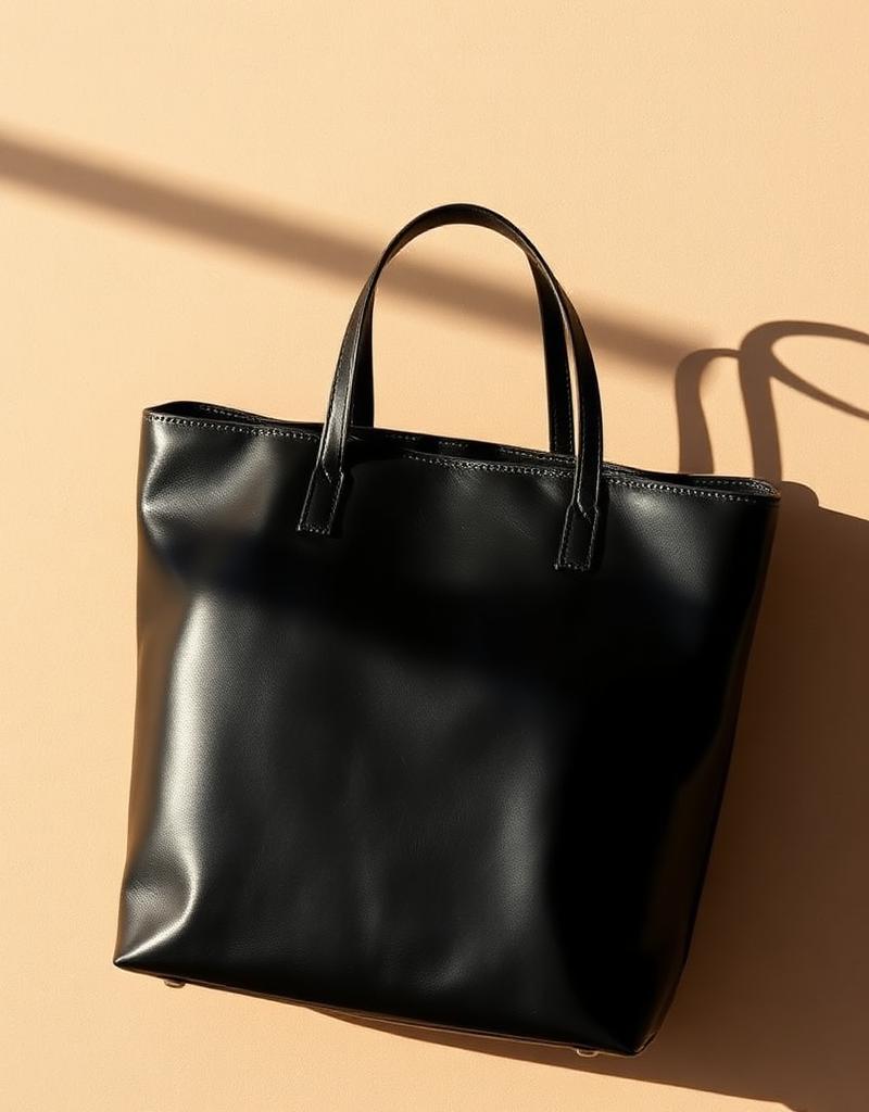 Black leather tote bag